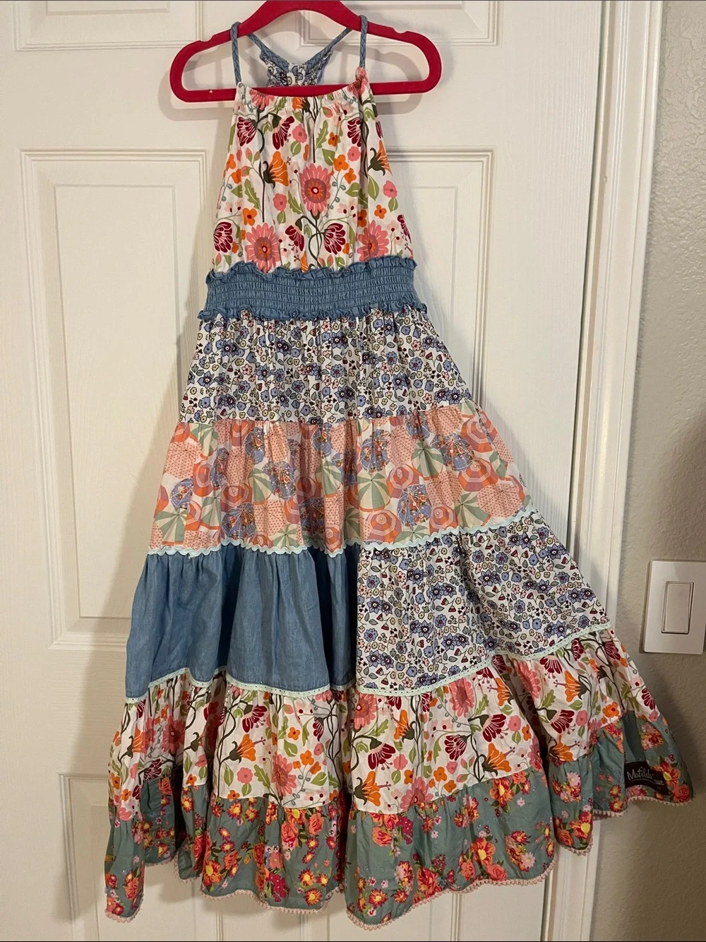 Matilda Jane Mixed Print Girls Maxi Dress 6 - Beach Umbrellas, Florals